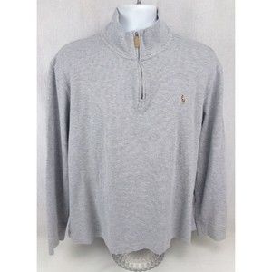 Polo Ralph Lauren Estate Rib 1/4 Zip Sweater XL Gray Mock Pony Logo